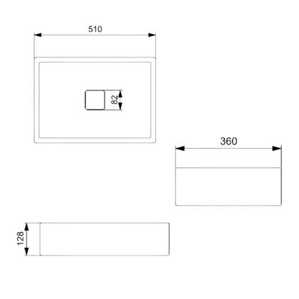 Imagem de Cuba de Apoio Retangular 51cm X 36cm sem Mesa T6 Terra Roca