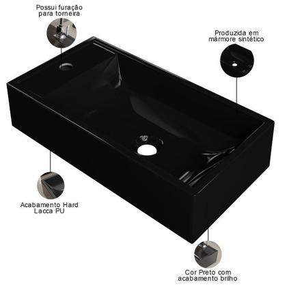Imagem de Cuba De Apoio Retangular Lavabo Roma C01 Rl545w Preto - Lyam