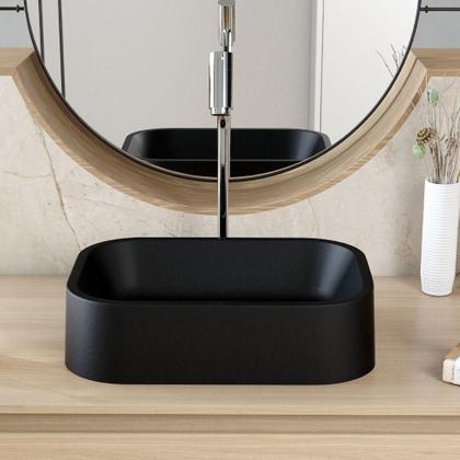 Imagem de Cuba de Apoio Retangular Para Banheiro Lavabo C01 BR37W Preto Matte Fosca  - Lyam