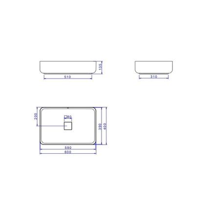 Imagem de Cuba De Apoio Retangular Slim Branco Deca 60 cm
