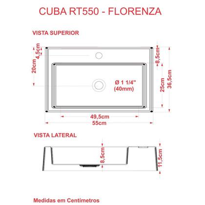 Imagem de Cuba de Apoio RT55 Retangular 54X36,5cm Branca