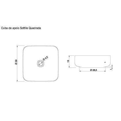 Imagem de Cuba de Apoio Sottile Quadrada Japi