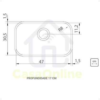 Imagem de Cuba De Cozinha Pia Inox Bojo Tramontina Lavínia Número 1 47x30x17 Escovado Fosco Linha Prime Luxo