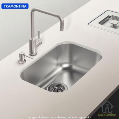 Imagem de Cuba De Cozinha Pia Inox Bojo Tramontina Lavínia Número 1 47x30x17 Escovado Fosco Linha Prime Luxo