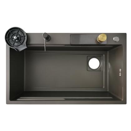 Imagem de Cuba de Cozinha Smart Cinza Aço Inox com Torneira e Cascata