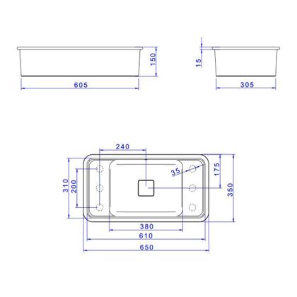 Imagem de Cuba de Embutir Deca Slim 65x35 Retangular Branca + Válvula + Sifão