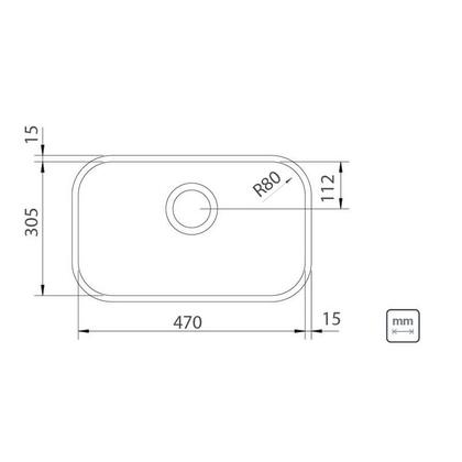 Imagem de Cuba de Embutir em Aço Inox Alto Brilho Lavínia Retangular 47x30cm c/ Válvula 3,5 Tramontina