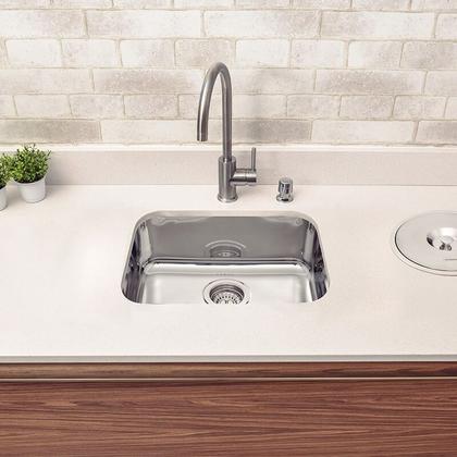 Imagem de Cuba de Embutir em Aço Inox Alto Brilho Lavínia Retangular 47x30cm c/ Válvula 3,5 Tramontina