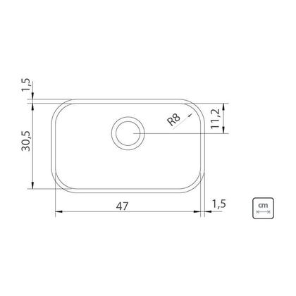 Imagem de Cuba de Embutir Lavínia 47 BL em Aço inox Alto Brilho 47x30 cm Válvula de 3 1/2 Tramontina