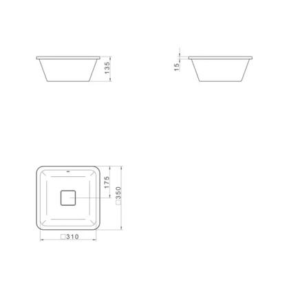 Imagem de Cuba de Embutir para Banheiro Quadrada 30cm Slim Branca - Deca