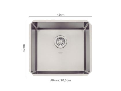 Imagem de Cuba de embutir Tramontina Design Collection Quadrum Undermount em Aço Inox com Acabamento Scotch Brite 45 U 45x40 cm
