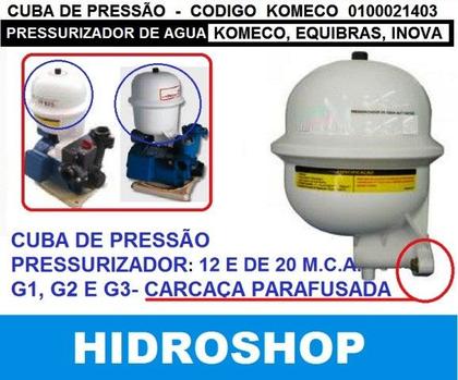 Imagem de Cuba de Pressão Pressurizador Tp 820 Tp825 Komeco Equibras Inova Modelo Antigo - 0100021403
