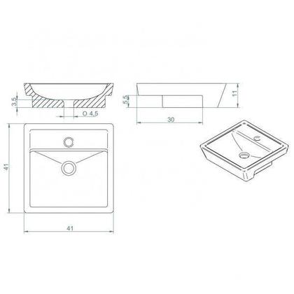 Imagem de Cuba de Semi-encaixe Verona 11cmx41cmx41cm Japi