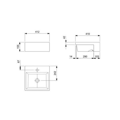 Imagem de Cuba De Semiencaixe Quadrada Basic Q2 41x41cm Com Mesa Branco Celite