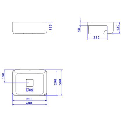 Imagem de Cuba De Semiencaixe Quadrada Slim 40x30x13cm Branco L.63040.17 - Deca