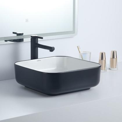 Imagem de Cuba Deend De Cerâmica NeroBianco Para Banheiro 39x39x14cm