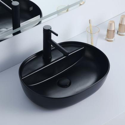 Imagem de Cuba Deend De Cerâmica OvaleNero Para Banheiro 50x39x13cm