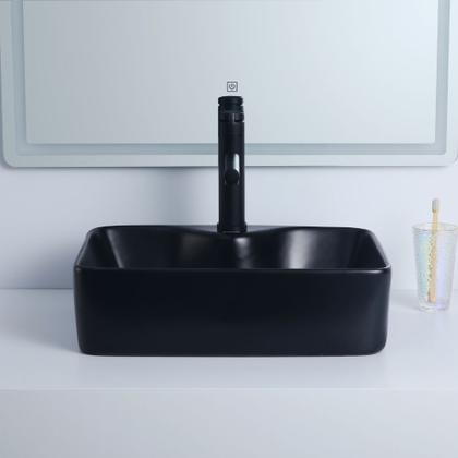 Imagem de Cuba Deend De Cerâmica PrismaNero Para Banheiro 48x37x13cm