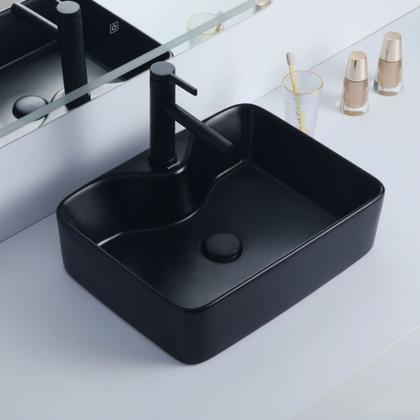 Imagem de Cuba Deend De Cerâmica PrismaNero Para Banheiro 48x37x13cm