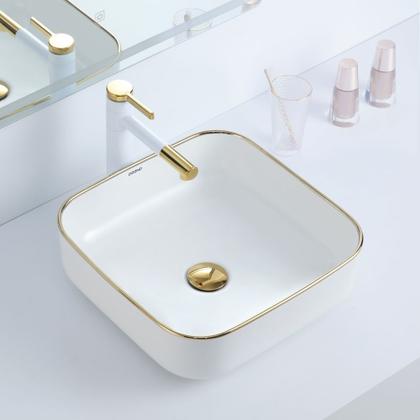 Imagem de Cuba Deend De Cerâmica Quadrina DoratoLuce Banheiro 39x39x14cm