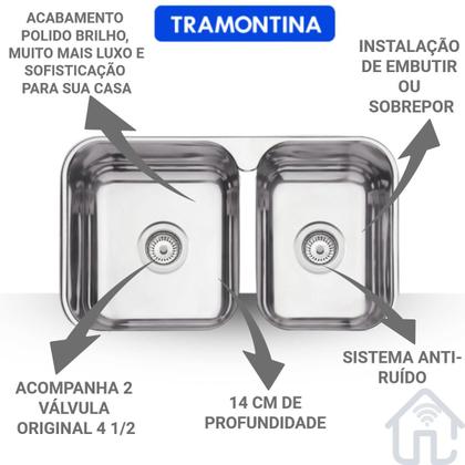 Imagem de Cuba Dupla 69x40 Isis 2C Polida Tramontina Ref: 94062/402