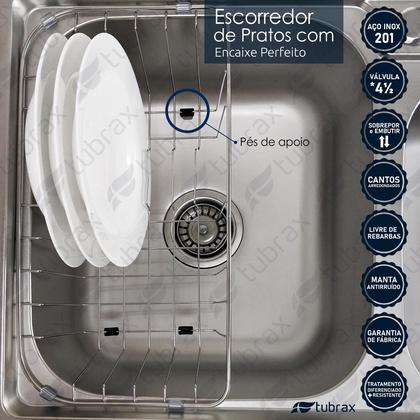 Imagem de Cuba dupla de cozinha com lixeira produzida em aço inox com kit - cbc0007-c