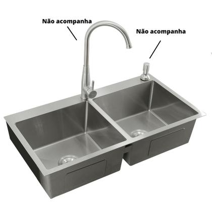 Imagem de Cuba Dupla Gourmet Aço 304 Nano Silver 85X45cm Guimmis.casa