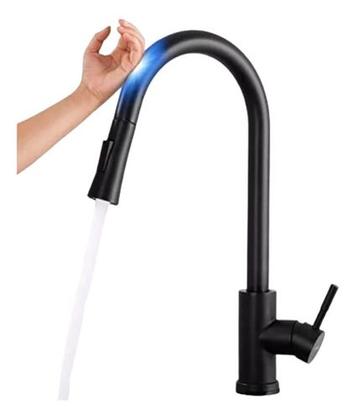 Imagem de Cuba Dupla Gourmet aço Inox Preta com Torneira Touch e tábua