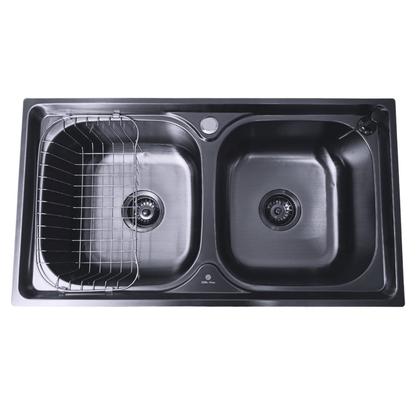 Imagem de Cuba Dupla Gourmet Cozinha Aço Inox 304 Preta 78x43cm
