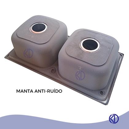 Imagem de Cuba dupla gourmet inox escovado com torneira flexível preta