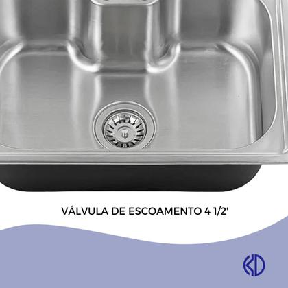 Imagem de Cuba dupla gourmet inox escovado com torneira flexível preta