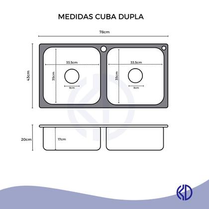 Imagem de Cuba dupla gourmet inox escovado com torneira flexível preta