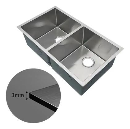 Imagem de Cuba Dupla Inox Quadrada Cozinha Pia Gourmet Prata 75X41