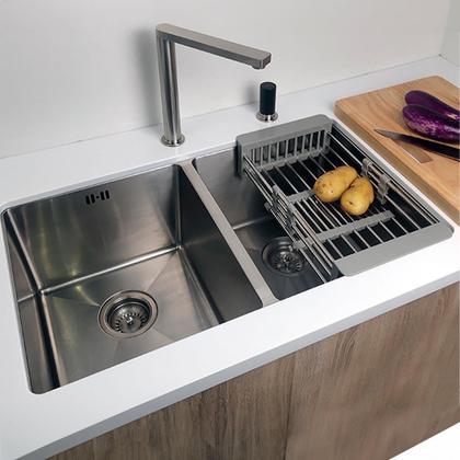 Imagem de Cuba Dupla Inox Quadrada Cozinha Pia Gourmet Prata 75X41