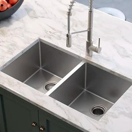 Imagem de Cuba Dupla Inox Quadrada Cozinha Pia Gourmet Prata 75X41