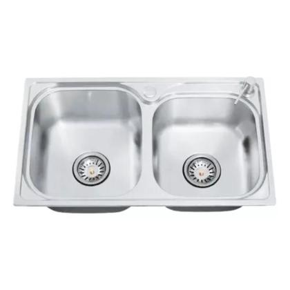 Imagem de Cuba Dupla Pia Cozinha Gourmet 68x39cm Completa Com Acessórios Aço Inox Prata Brinovar