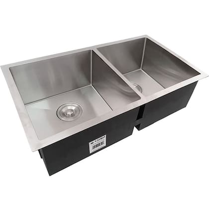 Imagem de Cuba Dupla Quadrada Inox 304 Gourmet 9040 Assimétrica com Válvula - EC048