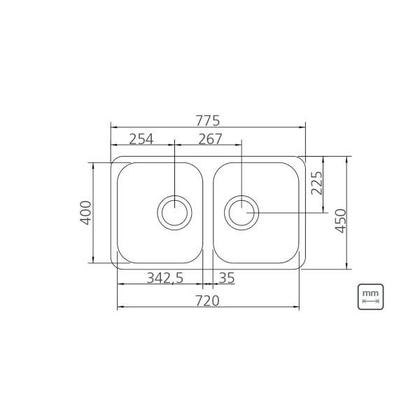 Imagem de Cuba Dupla Retangular Isis Plus 2C Tramontina 94033/202