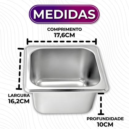 Imagem de Cuba em Aço Inox Gastronômica 1/6 Para Servir Buffets Rechauds Self Service Restaurantes - Ke Home
