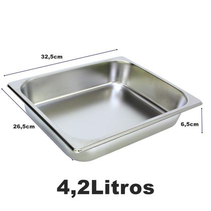 Imagem de Cuba Gastronomica Inox 1/2 32,5x26,5x6,5cm Buffet Restaurante Comida Ke Home 3244-6