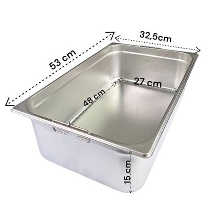 Imagem de CUBA GN GASTRONOMICA INOX 1/1 150MM COM ALÇA 32,5x15x53CM 17L