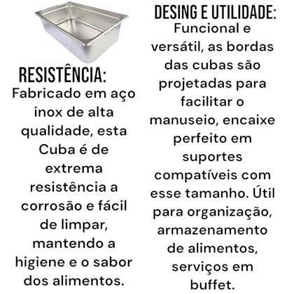 Imagem de CUBA GN GASTRONOMICA INOX 1/1 150MM COM ALÇA 32,5x15x53CM 17L