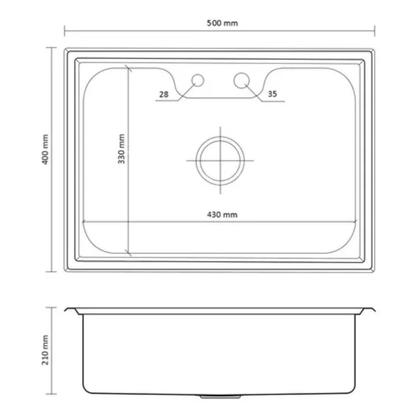 Imagem de Cuba gourmet black 50x40cm + kit com lixeira de embutir 5l