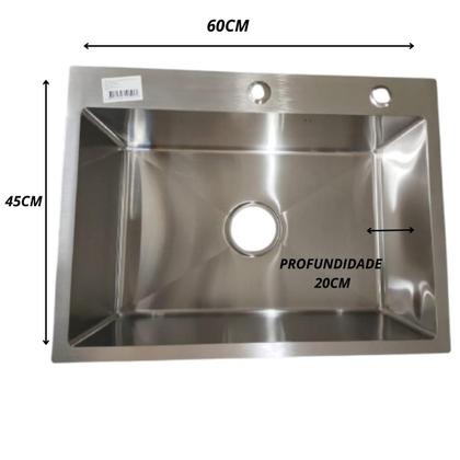 Imagem de Cuba Gourmet C/ Acessórios 60x45cm Aço Inox 304 Cozinha Pia 