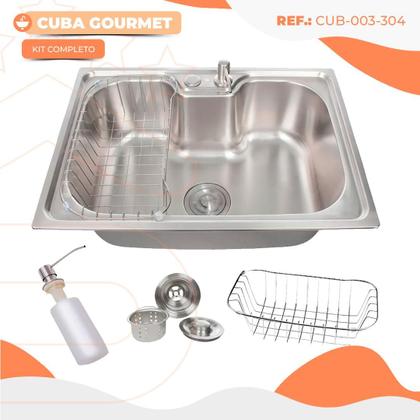 Imagem de Cuba Gourmet Cozinha Aço Inox 304 Com Acessórios 50x40cm
