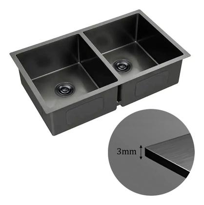 Imagem de Cuba Gourmet Dupla - Aço Inox, 75cm x 41cm, Válvulas