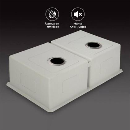 Imagem de Cuba Gourmet Dupla - Aço Inox, 75cm x 41cm, Válvulas