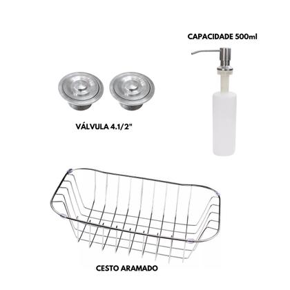 Imagem de Cuba Gourmet Dupla Inox 304 E Torneira Para Filtro Preta