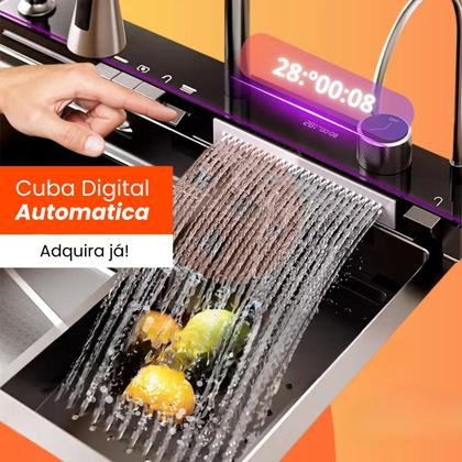 Imagem de Cuba Gourmet Multifuncional Inteligente Cozinha Aço Inox 304 Display LED e Torneira Retrátil - Preto