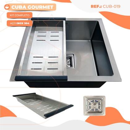 Imagem de Cuba Gourmet Quadrada Aço Inox 304 Escovada 44x44cm Premium